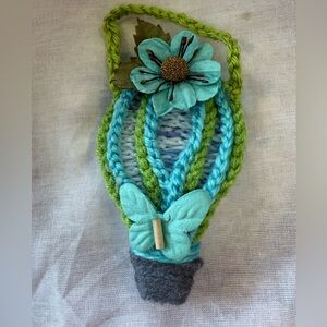 Handcrafted Blue and Green Hot Air Balloon ornament or decor